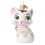Little Cat in Pearl & Pink | Hand-Painted Glass Ornament | Blubom 2027-008