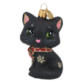 Little Cat in Charcoal & Ruby | Hand-Painted Glass Ornament | Blubom 2027-009