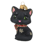 Little Cat in Charcoal & Ruby | Hand-Painted Glass Ornament | Blubom 2027-009