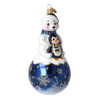 Snowy Bear Duo in Navy Blue | Hand-Painted Glass Ornament | Blubom 2027-010