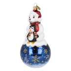 Snowy Bear Duo in Ruby | Hand-Painted Glass Ornament | Blubom 2027-011