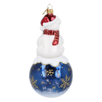 Snowy Bear Duo in Ruby | Hand-Painted Glass Ornament | Blubom 2027-011