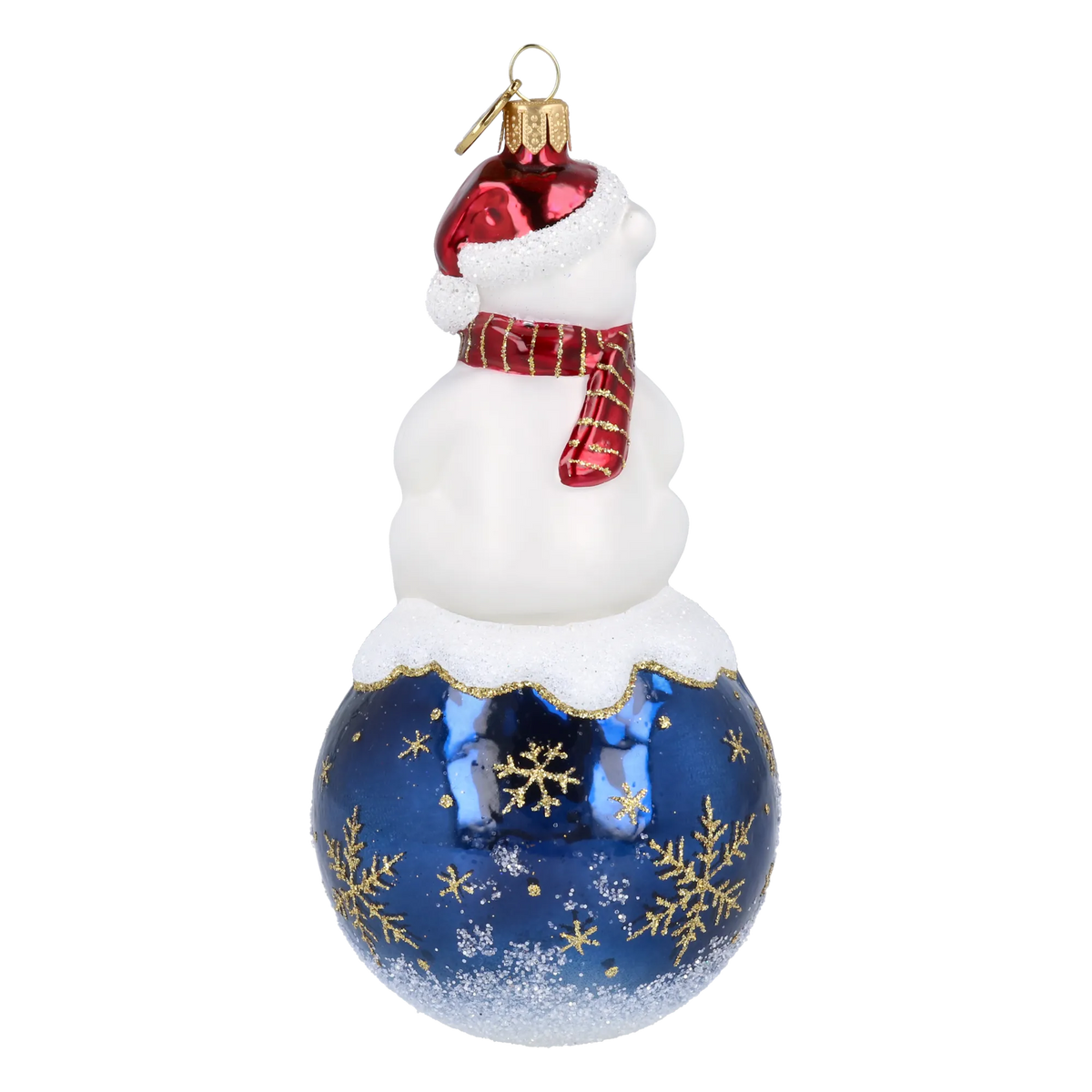 Snowy Bear Duo in Ruby | Hand-Painted Glass Ornament | Blubom 2027-011