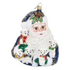 Santa's Furry Friends in Navy | Hand-Painted Glass Ornament | Blubom 2027-012