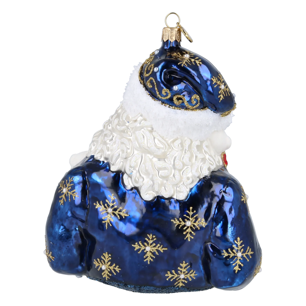 Santa's Furry Friends in Navy | Hand-Painted Glass Ornament | Blubom 2027-012