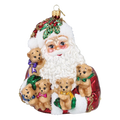 Santa's Furry Friends in Ruby | Hand-Painted Glass Ornament | Blubom 2027-013