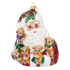 Santa's Furry Friends in Ruby | Hand-Painted Glass Ornament | Blubom 2027-013
