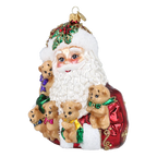 Santa's Furry Friends in Ruby | Hand-Painted Glass Ornament | Blubom 2027-013