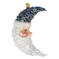 Navy Blue Santa Moon | Hand-Painted Glass Ornament | Blubom 2027-014