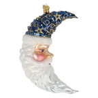 Navy Blue Santa Moon | Hand-Painted Glass Ornament | Blubom 2027-014