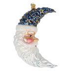 Navy Blue Santa Moon | Hand-Painted Glass Ornament | Blubom 2027-014