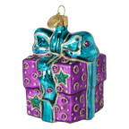 Bundled Gift in Turquoise & Violet | Hand-Painted Glass Ornament | Blubom 2027-026