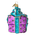 Bundled Gift in Turquoise & Violet | Hand-Painted Glass Ornament | Blubom 2027-026