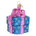 Bundled Gift in Bubblegum | Hand-Painted Glass Ornament | Blubom 2027-027