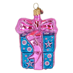 Bundled Gift in Bubblegum | Hand-Painted Glass Ornament | Blubom 2027-027