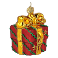Bundled Gift in Holly Red | Hand-Painted Glass Ornament | Blubom 2027-028