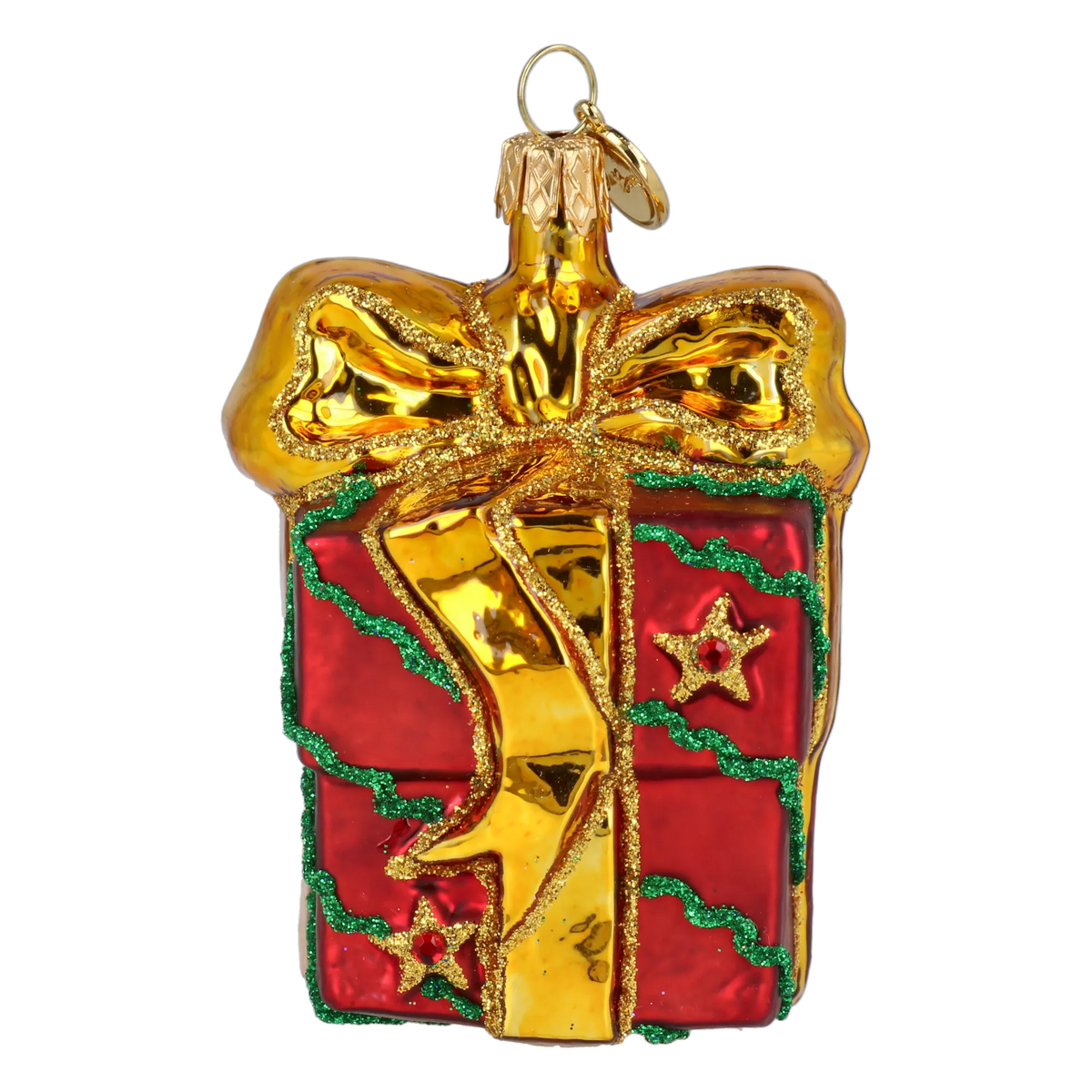 Bundled Gift in Holly Red | Hand-Painted Glass Ornament | Blubom 2027-028