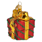 Bundled Gift in Holly Red | Hand-Painted Glass Ornament | Blubom 2027-028