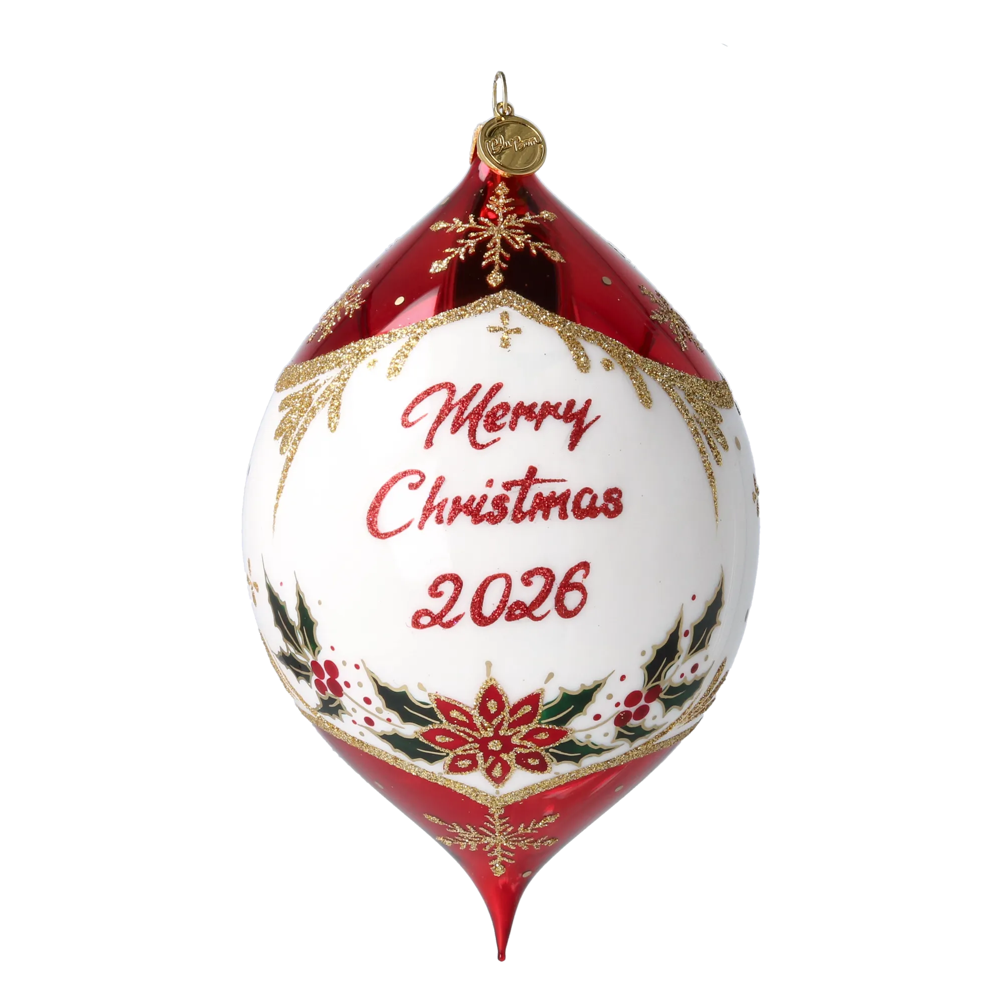Personalized Winter Holly Drop in Ruby