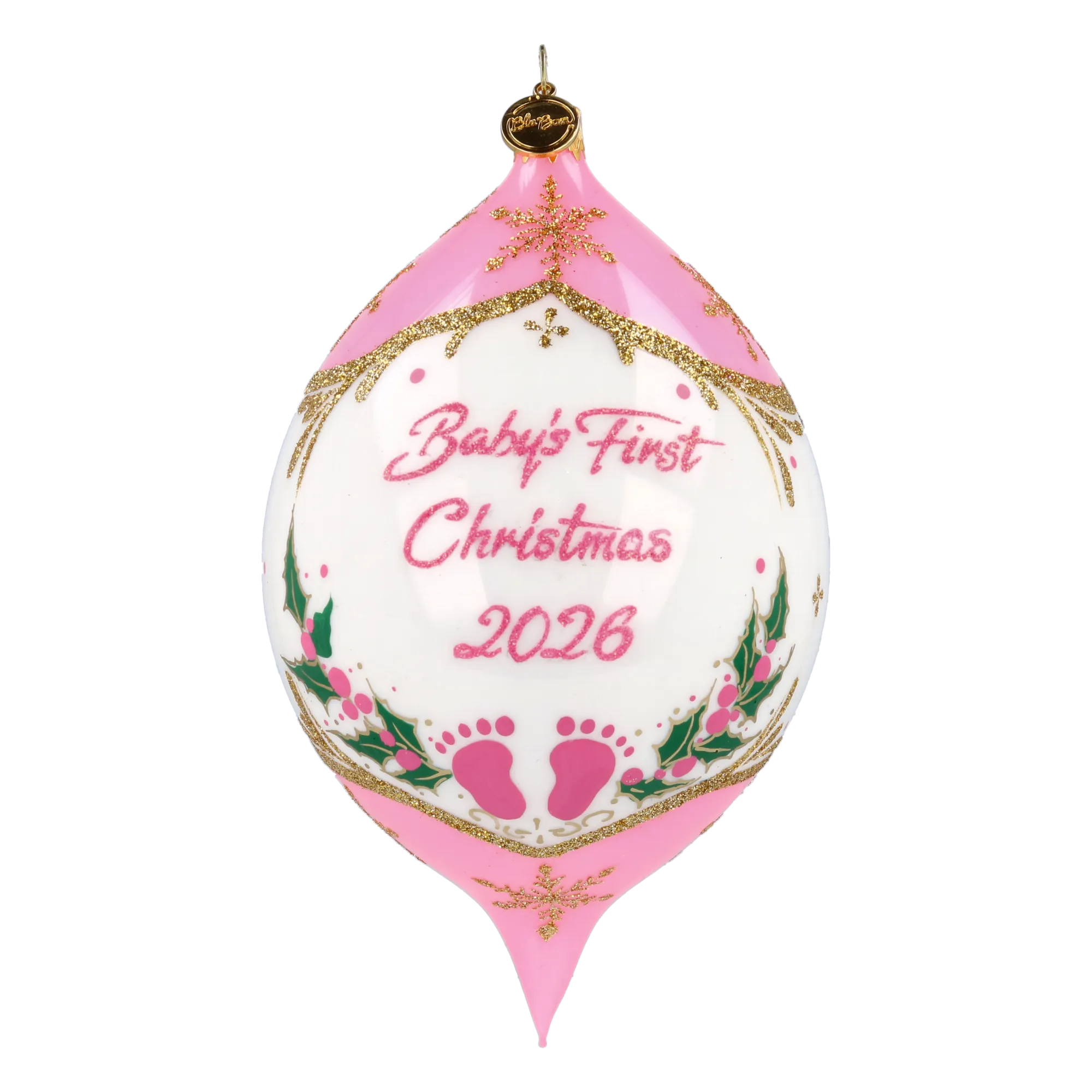 Personalized Winter Holly Drop for Baby Girl