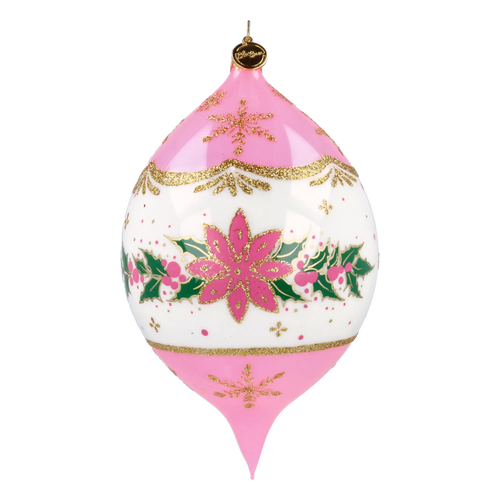 Personalized Winter Holly Drop in Blush | Hand-Painted Glass Ornament | Blubom 2027-035