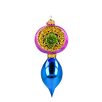 Petite Reflector Drop in Fuchsia & Cobalt | Hand-Painted Glass Ornament | Blubom 2027-041