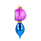 Petite Reflector Drop in Fuchsia & Cobalt | Hand-Painted Glass Ornament | Blubom 2027-041