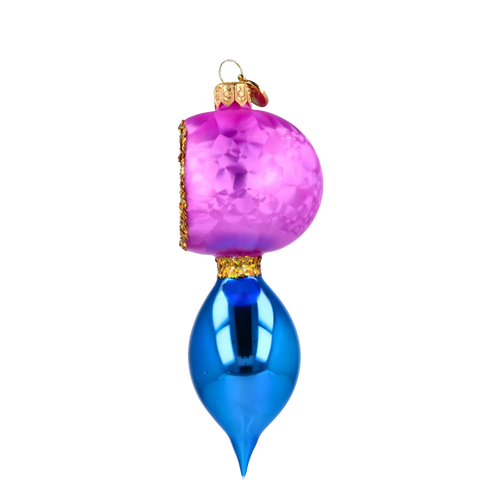 Petite Reflector Drop in Fuchsia & Cobalt | Hand-Painted Glass Ornament | Blubom 2027-041