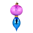 Petite Reflector Drop in Fuchsia & Cobalt | Hand-Painted Glass Ornament | Blubom 2027-041