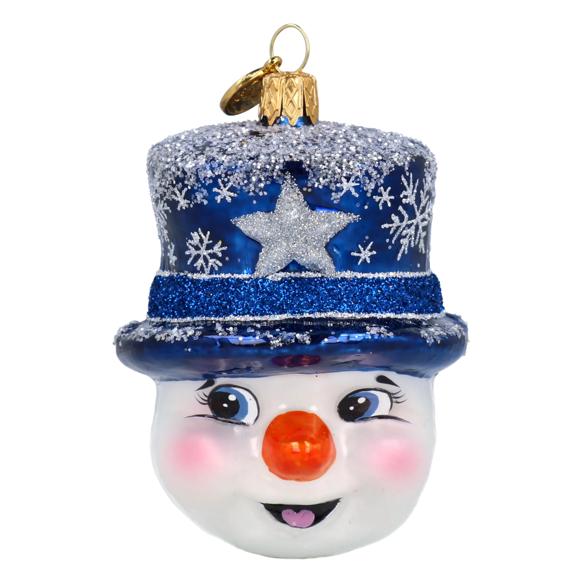 Snowman in a Midnight Top Hat | Hand-Painted Glass Ornament | Blubom 2027-046