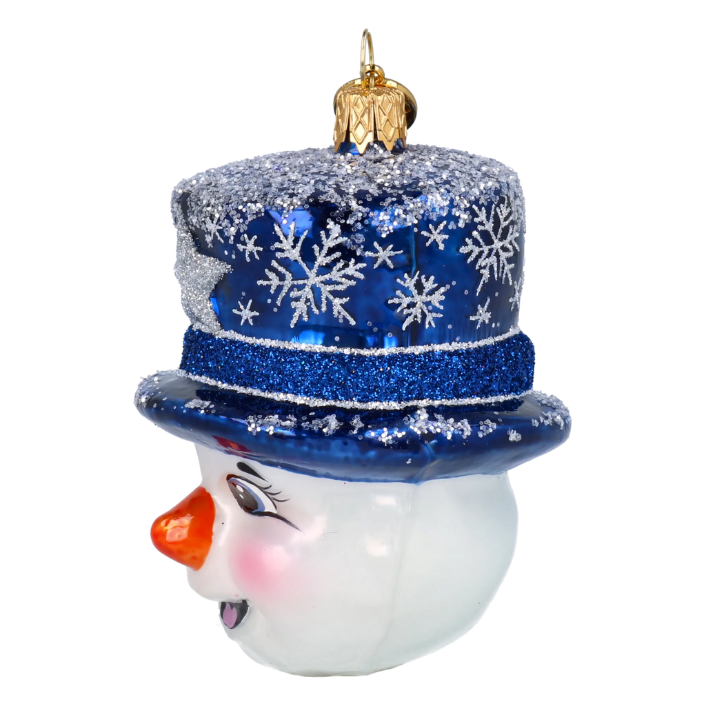 Snowman in a Midnight Top Hat | Hand-Painted Glass Ornament | Blubom 2027-046