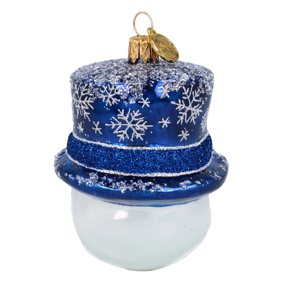 Snowman in a Midnight Top Hat | Hand-Painted Glass Ornament | Blubom 2027-046