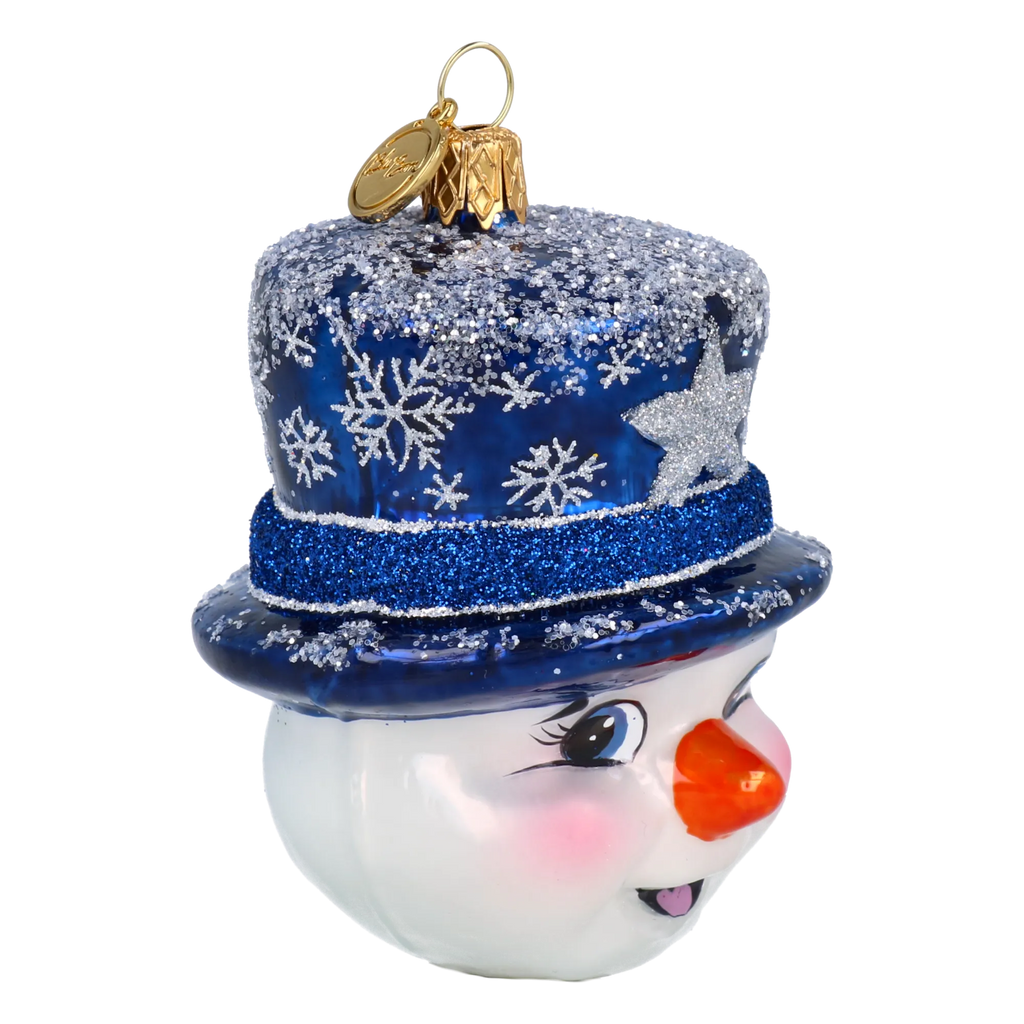Snowman in a Midnight Top Hat | Hand-Painted Glass Ornament | Blubom 2027-046