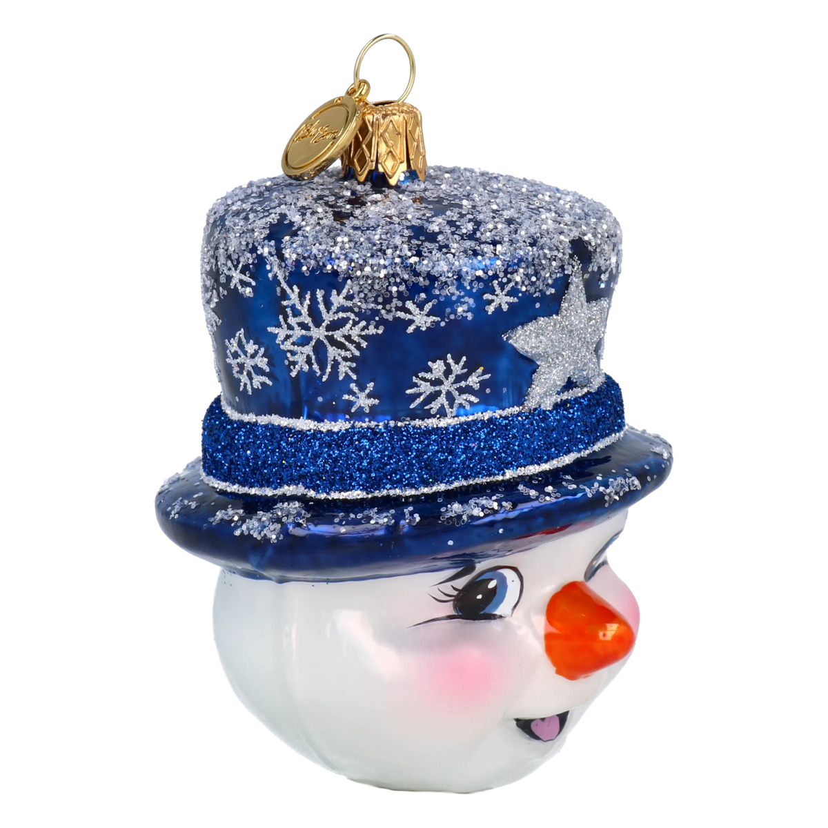 Snowman in a Midnight Top Hat | Hand-Painted Glass Ornament | Blubom 2027-046