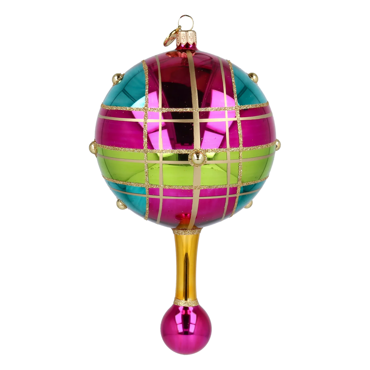 Carnival Reflector Drop on a Scepter | Hand-Painted Glass Ornament | Blubom 2027-048
