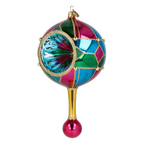 Midnight Jewel Reflector Drop on a Scepter | Hand-Painted Glass Ornament | Blubom 2027-049