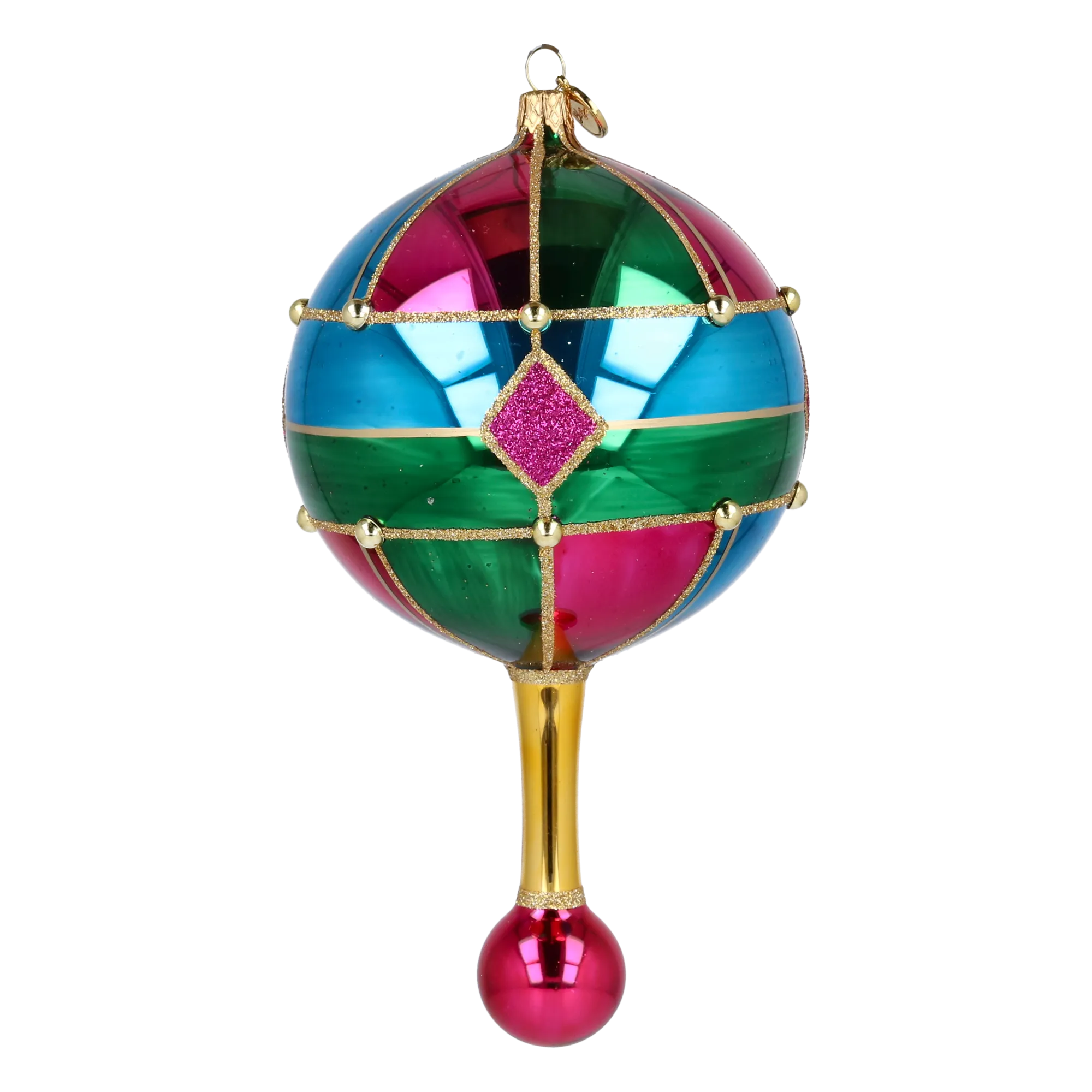 Midnight Jewel Reflector Drop on a Scepter | Hand-Painted Glass Ornament | Blubom 2027-049