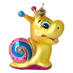 Curious Snail in Marigold & Bubblegum | Hand-Painted Glass Ornament | Blubom 2027-051