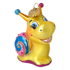 Curious Snail in Marigold & Bubblegum | Hand-Painted Glass Ornament | Blubom 2027-051