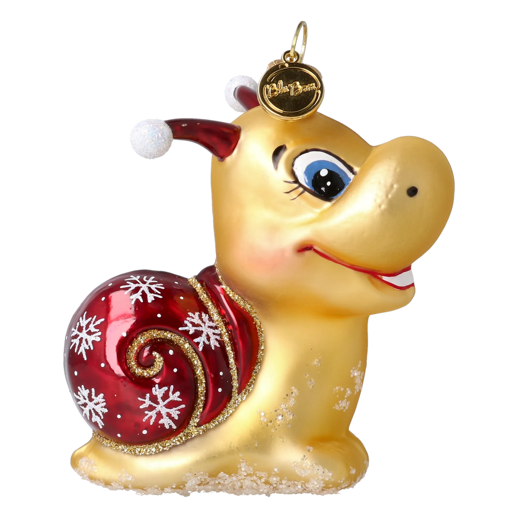 Curious Snail in Honey & Crimson | Hand-Painted Glass Ornament | Blubom 2027-052
