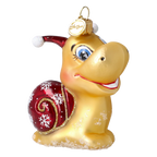 Curious Snail in Honey & Crimson | Hand-Painted Glass Ornament | Blubom 2027-052