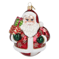 Roly-Poly Santa in Ruby | Hand-Painted Glass Ornament | Blubom 2027-054