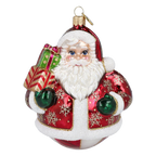 Roly-Poly Santa in Ruby | Hand-Painted Glass Ornament | Blubom 2027-054