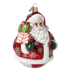 Roly-Poly Santa in Ruby | Hand-Painted Glass Ornament | Blubom 2027-054
