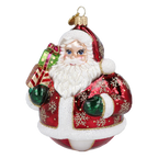 Roly-Poly Santa in Ruby | Hand-Painted Glass Ornament | Blubom 2027-054