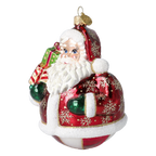 Roly-Poly Santa in Ruby | Hand-Painted Glass Ornament | Blubom 2027-054
