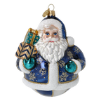 Roly-Poly Santa in Navy Blue | Hand-Painted Glass Ornament | Blubom 2027-055