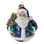 Roly-Poly Santa in Navy Blue | Hand-Painted Glass Ornament | Blubom 2027-055