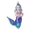 Mermaid's Shell in Violet and Teal | Hand-Painted Glass Ornament | Blubom 2027-057