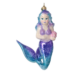 Mermaid's Shell in Violet and Teal | Hand-Painted Glass Ornament | Blubom 2027-057